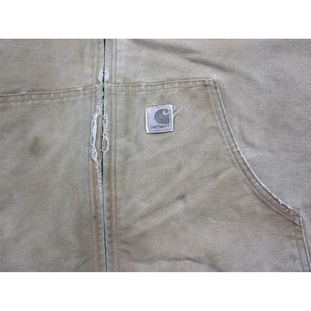 Vintage Carhartt J130 Hooded Workwear Jacket Mens (2X Tall) Duck Canvas Distress